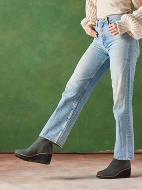 Elaina Sofft Dark Gray Wedge Ankle Booties